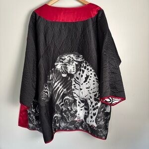 Very Vollbracht Open Front Kimono Sleeve Wild Side Jacket-Zebra/Leopard-Size 1X